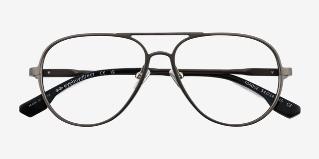 Torque Matte Gunmetal Aluminium-alloyEyeglass Frames from EyeBuyDirect, Closed View