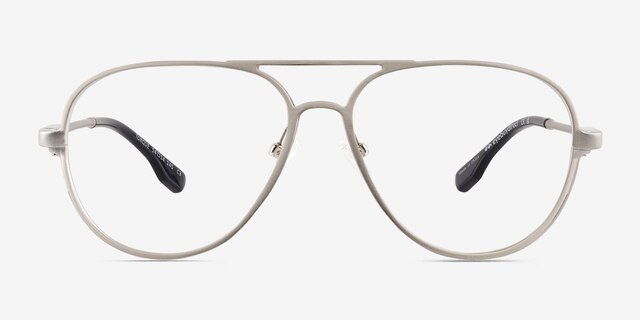 Torque Matte Silver Aluminium-alloyEyeglass Frames from EyeBuyDirect, Front View
