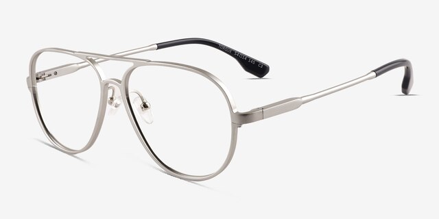 Torque Matte Silver Aluminium-alloyEyeglass Frames from EyeBuyDirect, Angle View
