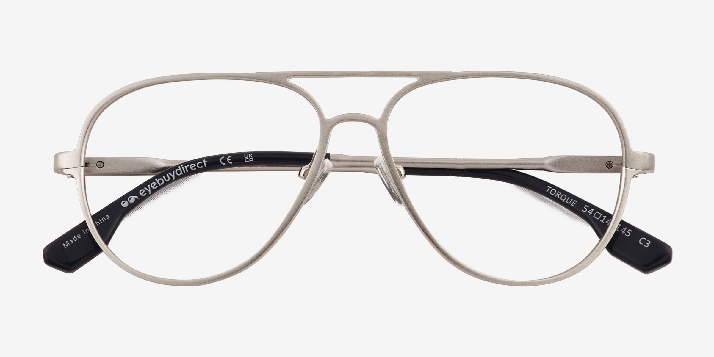 Torque Aviator Matte Silver Full Rim Eyeglasses | Eyebuydirect display picture 2