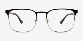 Whir Black Silver Carbon-fiber Montures de lunettes de vue d'EyeBuyDirect, Vue de Face