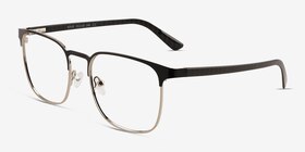 Whir Black Silver Carbon-fiber Montures de lunettes de vue d'EyeBuyDirect, Vue d'Angle