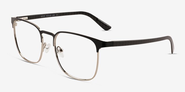 Whir Black Silver Carbon-fiberEyeglass Frames from EyeBuyDirect, Angle View