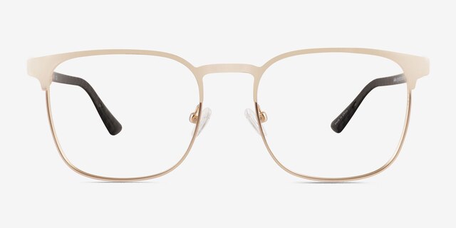 Whir Matte Gold Carbon-fiberEyeglass Frames from EyeBuyDirect, Front View