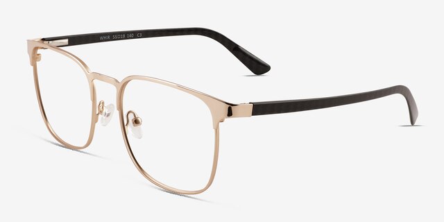 Whir Matte Gold Carbon-fiberEyeglass Frames from EyeBuyDirect, Angle View