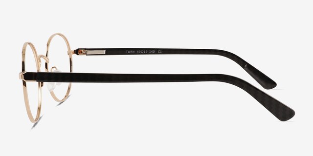 Turn Gold Carbon-fiberEyeglass Frames from EyeBuyDirect, Side View
