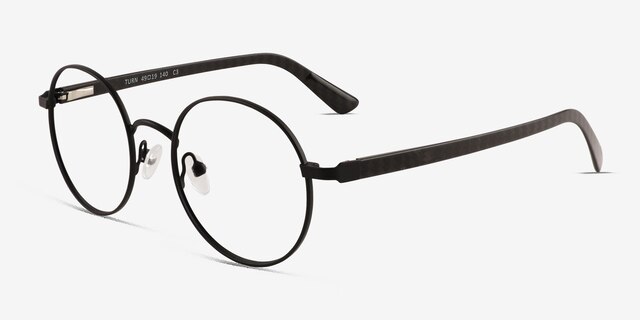 Turn Matte Black Carbon-fiberEyeglass Frames from EyeBuyDirect, Angle View