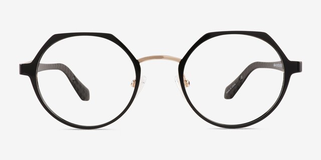 Jet Black Gold Carbon-fiberEyeglass Frames from EyeBuyDirect, Front View