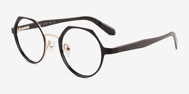 Jet Black Gold Carbon-fiberEyeglass Frames from EyeBuyDirect, Angle View