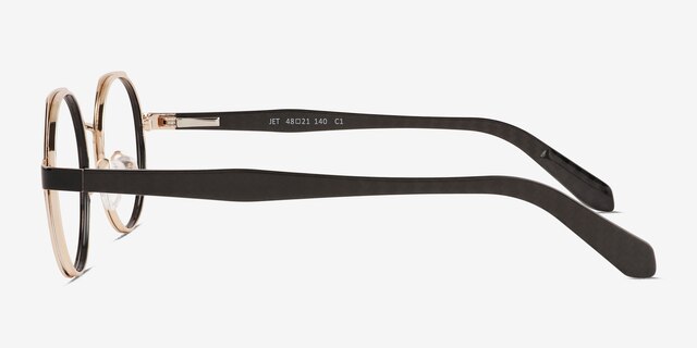 Jet Black Gold Carbon-fiberEyeglass Frames from EyeBuyDirect, Side View