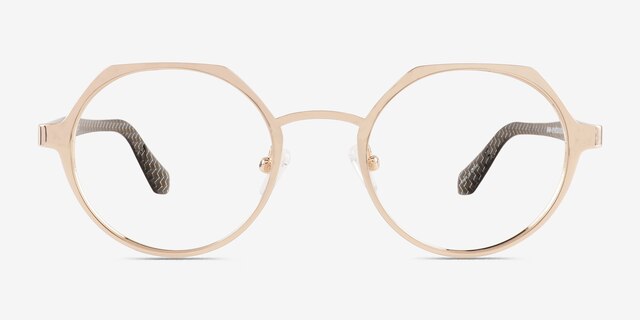 Jet Shiny Gold Black Carbon-fiberEyeglass Frames from EyeBuyDirect, Front View
