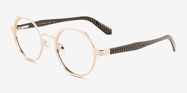 Shiny Gold Black Jet -  Metal Eyeglasses