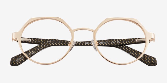 Jet Shiny Gold Black Carbon-fiberEyeglass Frames from EyeBuyDirect, Closed View
