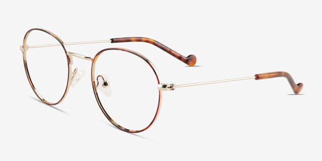 Wondrous Shiny Gold Tortoise MetalEyeglass Frames from EyeBuyDirect, Angle View