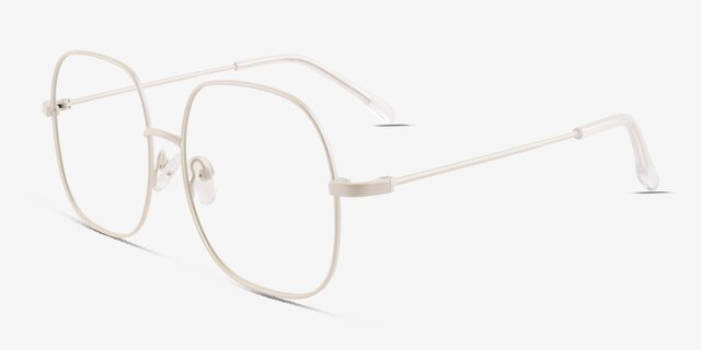 Movement White MetalEyeglass Frames from EyeBuyDirect, Angle View