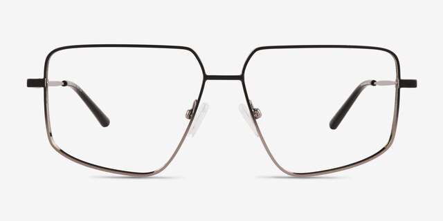 Wyatt Black Matte Gunmetal MetalEyeglass Frames from EyeBuyDirect, Front View
