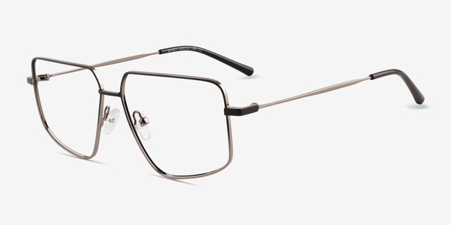 Wyatt Black Matte Gunmetal MetalEyeglass Frames from EyeBuyDirect, Angle View