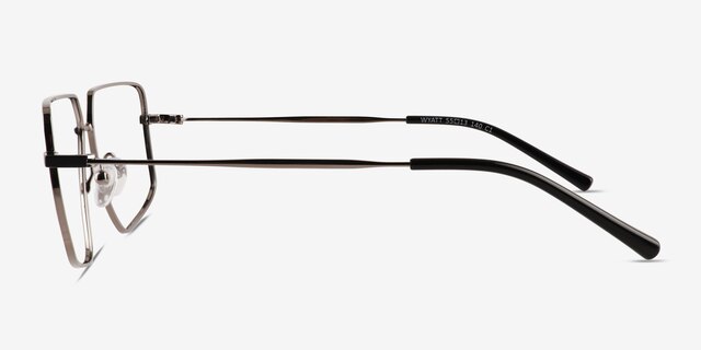 Wyatt Black Matte Gunmetal MetalEyeglass Frames from EyeBuyDirect, Side View