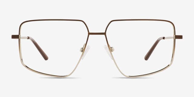 Wyatt Gradient Matte Brown MetalEyeglass Frames from EyeBuyDirect, Front View
