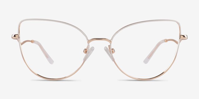 Lee White Rose Gold MetalEyeglass Frames from EyeBuyDirect, Front View