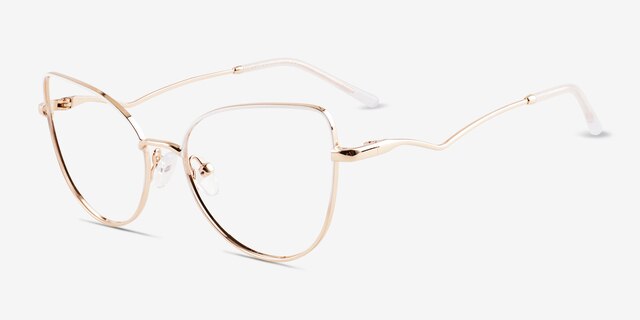 Lee White Rose Gold MetalEyeglass Frames from EyeBuyDirect, Angle View