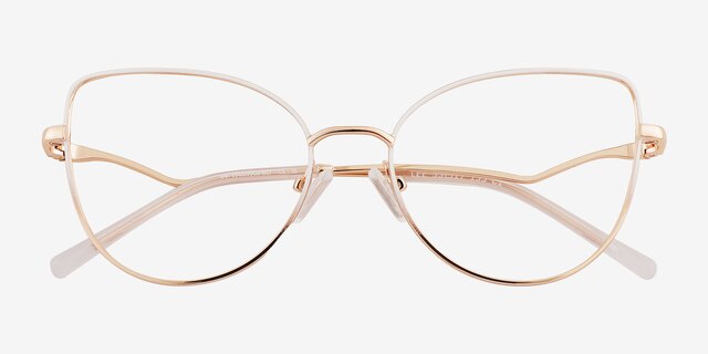 Lee White Rose Gold MetalEyeglass Frames from EyeBuyDirect, Closed View