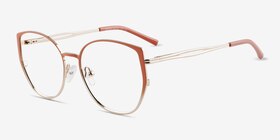 Deven Gradient Matte Orange Métal Montures de lunettes de vue d'EyeBuyDirect, Vue d'Angle