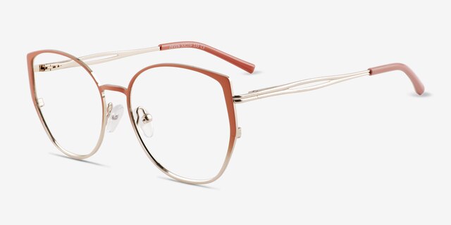 Deven Gradient Matte Orange MetalEyeglass Frames from EyeBuyDirect, Angle View