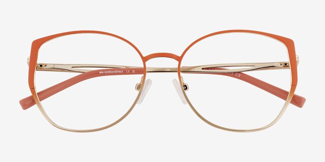 Deven Gradient Matte Orange MetalEyeglass Frames from EyeBuyDirect, Closed View