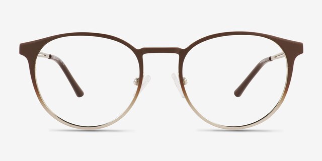 Jayce Matte Brown MetalEyeglass Frames from EyeBuyDirect, Front View