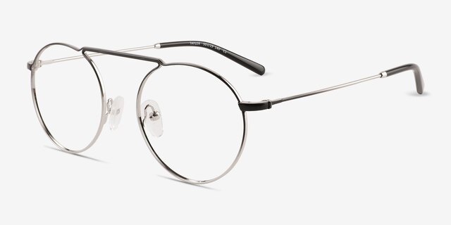 Tayler Gradient Black Silver MetalEyeglass Frames from EyeBuyDirect, Angle View