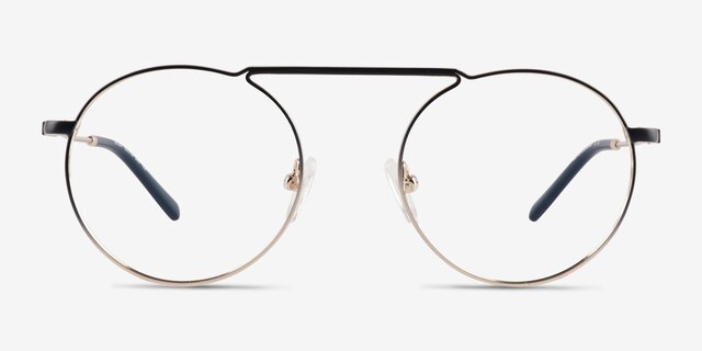 Tayler Gradient Navy Gold MetalEyeglass Frames from EyeBuyDirect, Front View