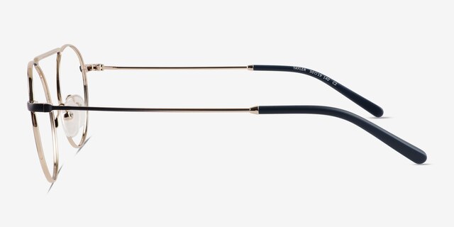 Tayler Gradient Navy Gold MetalEyeglass Frames from EyeBuyDirect, Side View