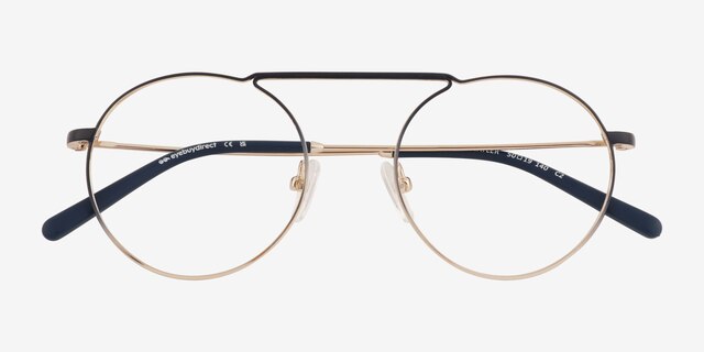 Tayler Gradient Navy Gold MetalEyeglass Frames from EyeBuyDirect, Closed View