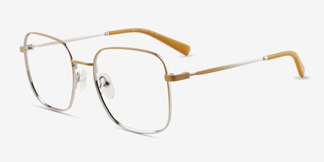Adley Gradient Yellow Silver MetalEyeglass Frames from EyeBuyDirect, Angle View