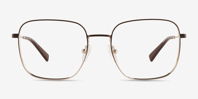 Adley Gradient Brown Gold MetalEyeglass Frames from EyeBuyDirect, Front View