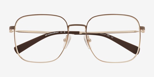 Adley Gradient Brown Gold MetalEyeglass Frames from EyeBuyDirect, Closed View