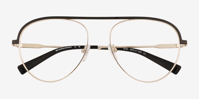 Kori Black Gold MetalEyeglass Frames from EyeBuyDirect, Closed View