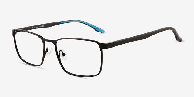 Pc Matte Black MétalMontures de lunettes de vue d'EyeBuyDirect, Vue d'Angle