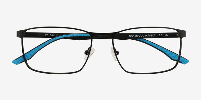 Pc Matte Black MétalMontures de lunettes de vue d'EyeBuyDirect, Vue Rapprochée