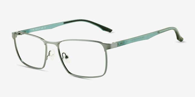 Pc Gray Green Blue MetalEyeglass Frames from EyeBuyDirect, Angle View