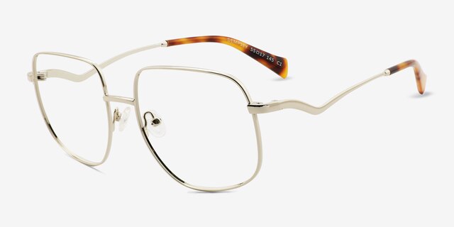 Dempsey Gold MetalEyeglass Frames from EyeBuyDirect, Angle View