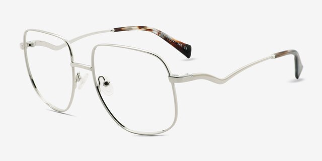Dempsey Silver MetalEyeglass Frames from EyeBuyDirect, Angle View