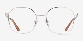 Redford Doré Métal Montures de lunettes de vue d'EyeBuyDirect, Vue de Face