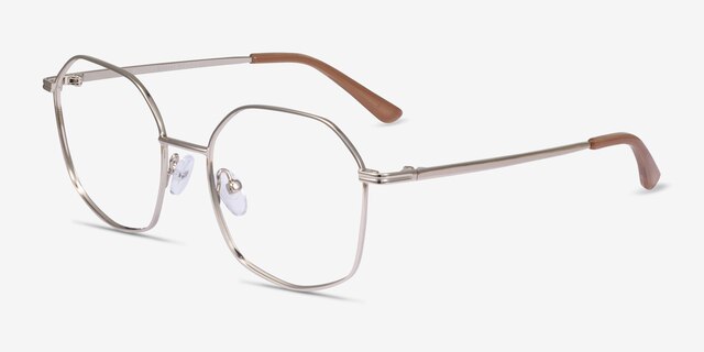 Redford Gold MetalEyeglass Frames from EyeBuyDirect, Angle View