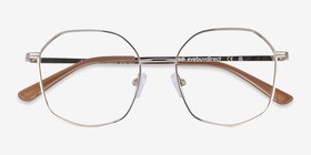 Redford Doré Métal Montures de lunettes de vue d'EyeBuyDirect, Vue Rapprochée