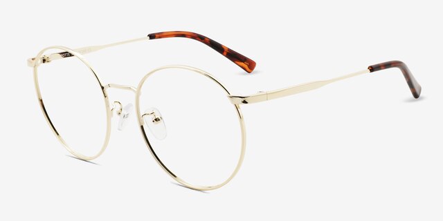 Zotte Light Gold MetalEyeglass Frames from EyeBuyDirect, Angle View