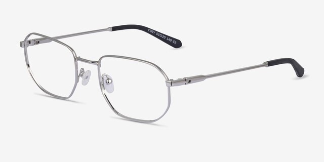Cozy Silver MetalEyeglass Frames from EyeBuyDirect, Angle View