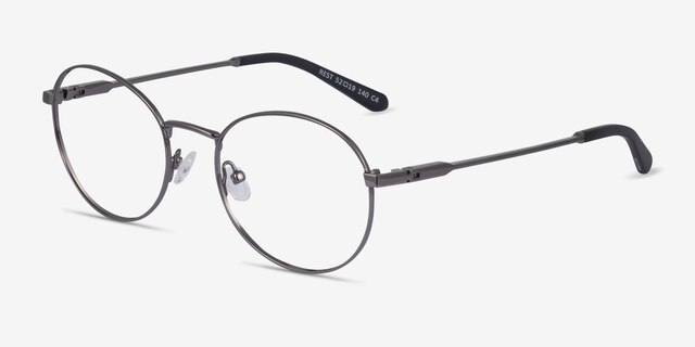 Rest Gunmetal MetalEyeglass Frames from EyeBuyDirect, Angle View