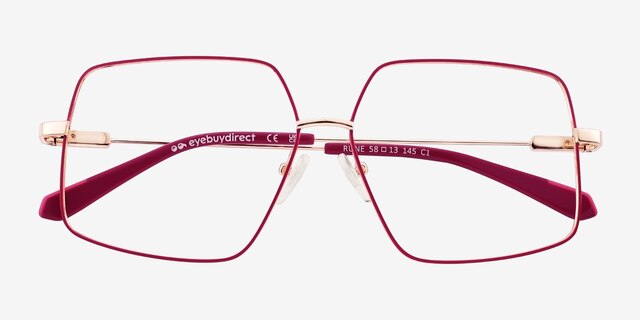 Rune Rouge MétalMontures de lunettes de vue d'EyeBuyDirect, Vue Rapprochée